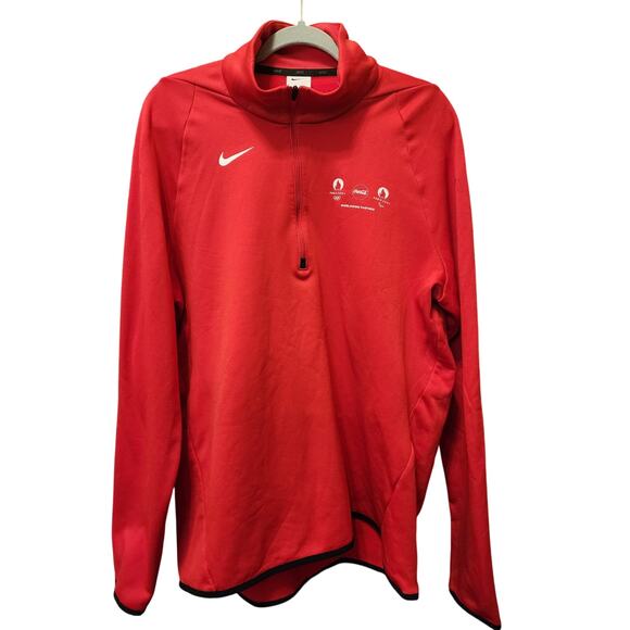 NIKE LARGE Dri-Fit Coca-Cola Paris 2024 Olympics Collab 1/4 zip pullover EUC - Picture 1 of 5